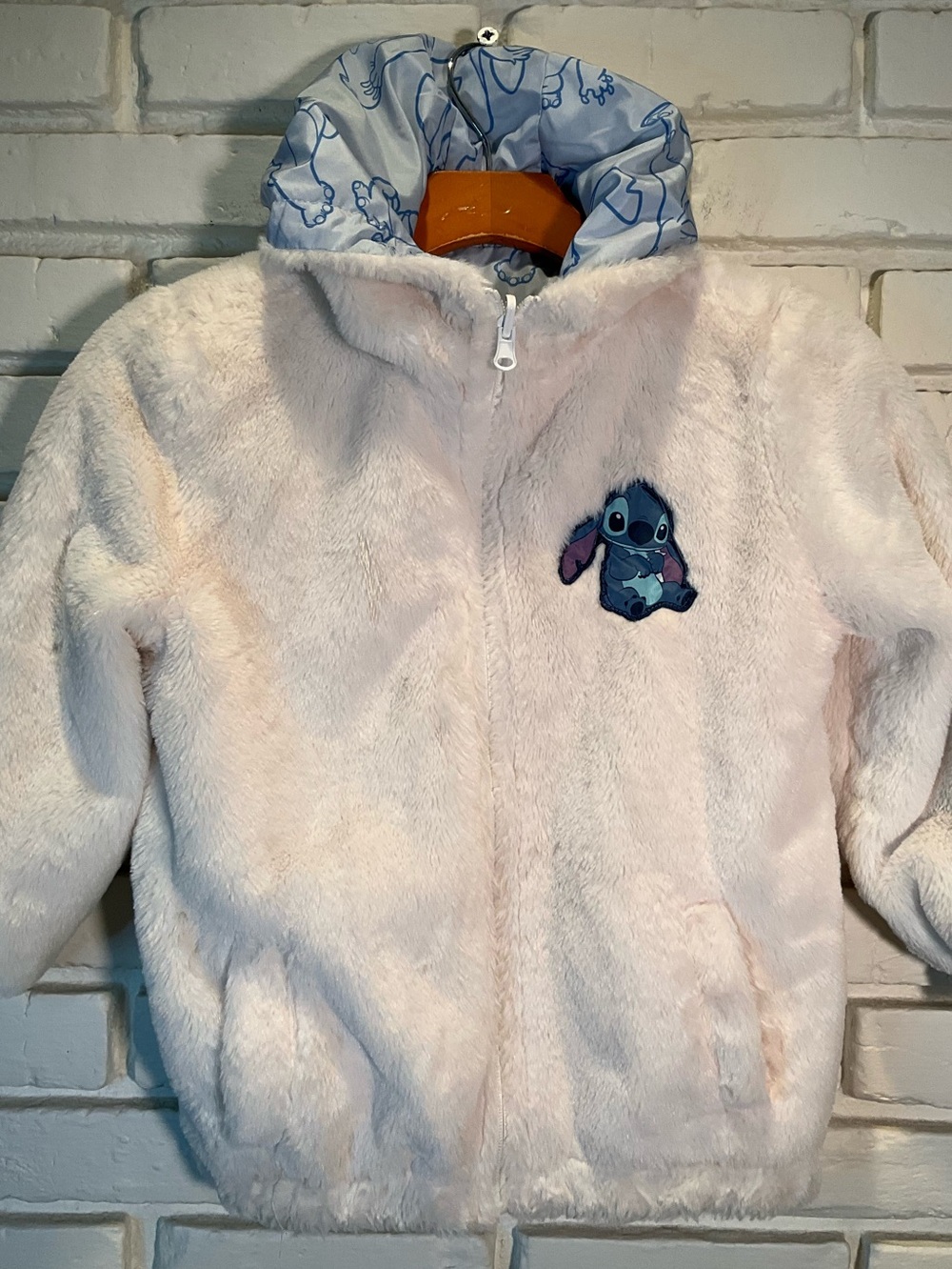 Disney Stitch Reversible fleece Jacket 6X with hood